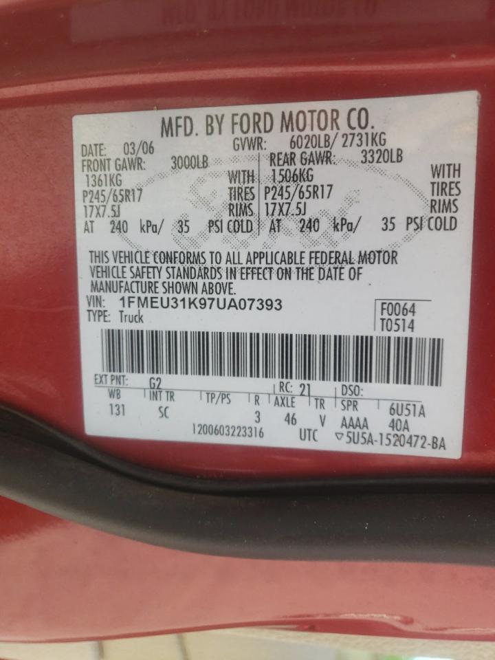 Photo 10 from auction – 2007 FORD EXPLORER S with VIN 1FMEU31K97UA07393