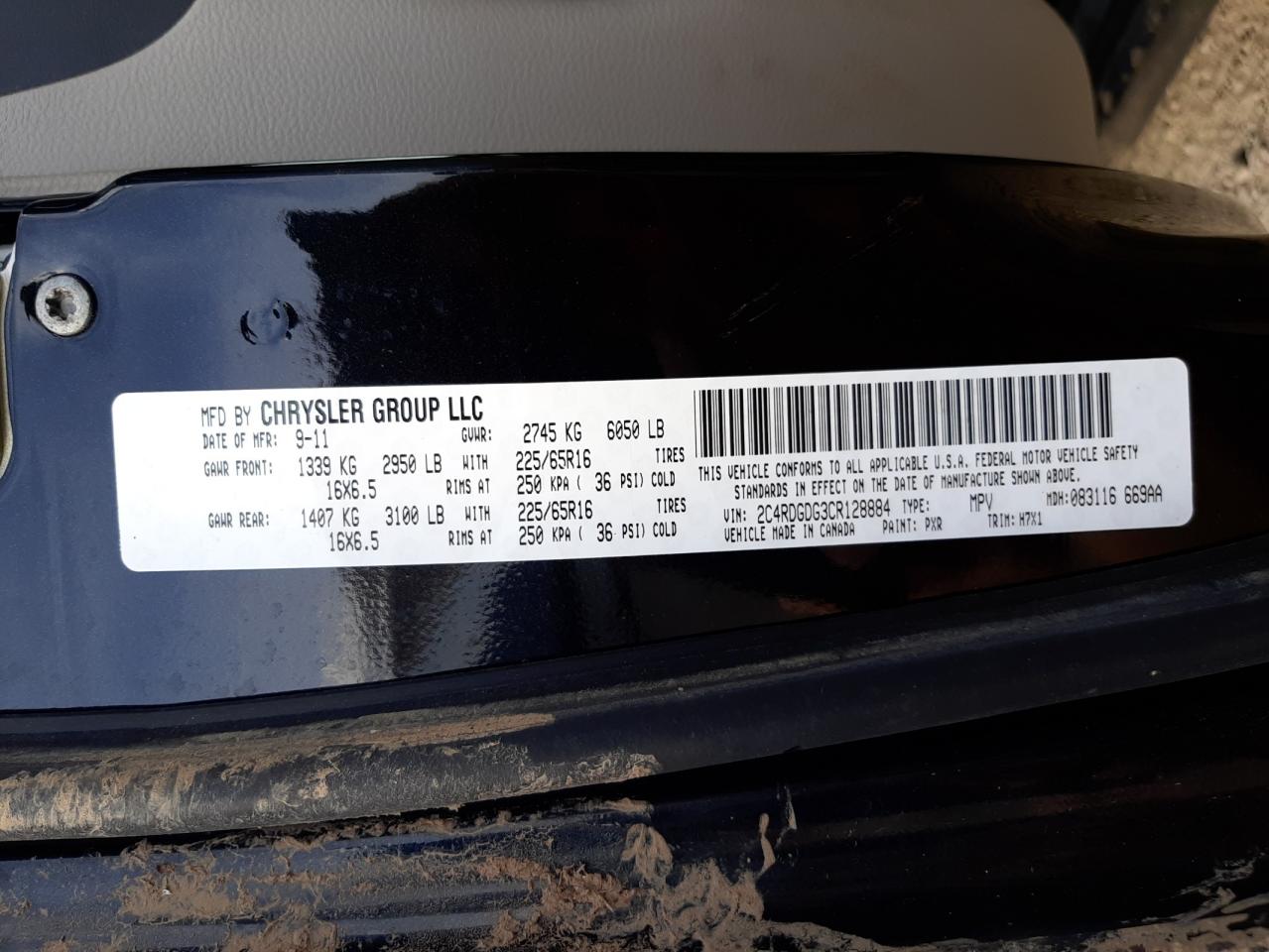 Photo 10 from auction – 2012 DODGE GRAND CARA with VIN 2C4RDGDG3CR128884
