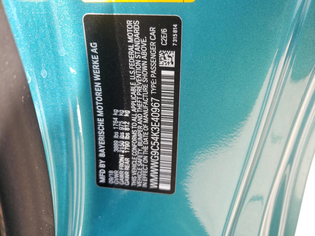 Photo 17 from auction – 2019 MINI COOPER S with VIN WMWWG9C54K3E40967