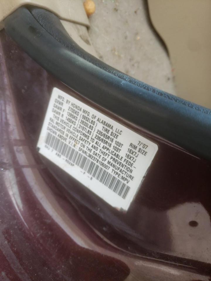 Photo 10 from auction – 2007 HONDA ODYSSEY LX with VIN 5FNRL38237B106007