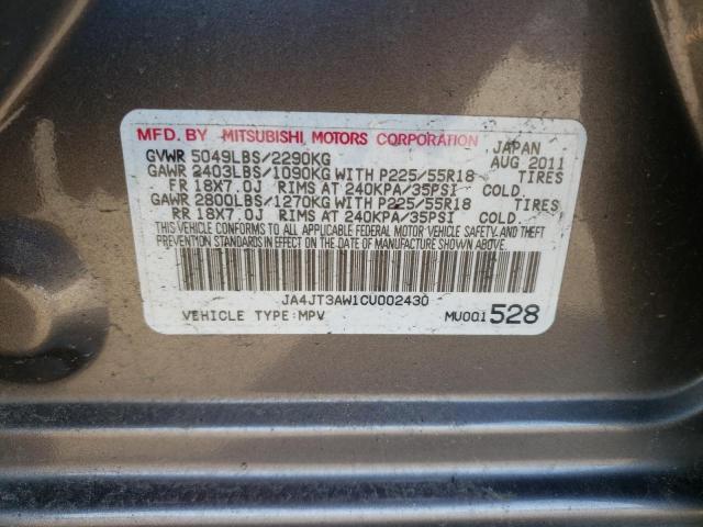 Photo 10 from auction – 2012 MITSUBISHI OUTLANDER with VIN JA4JT3AW1CU002430