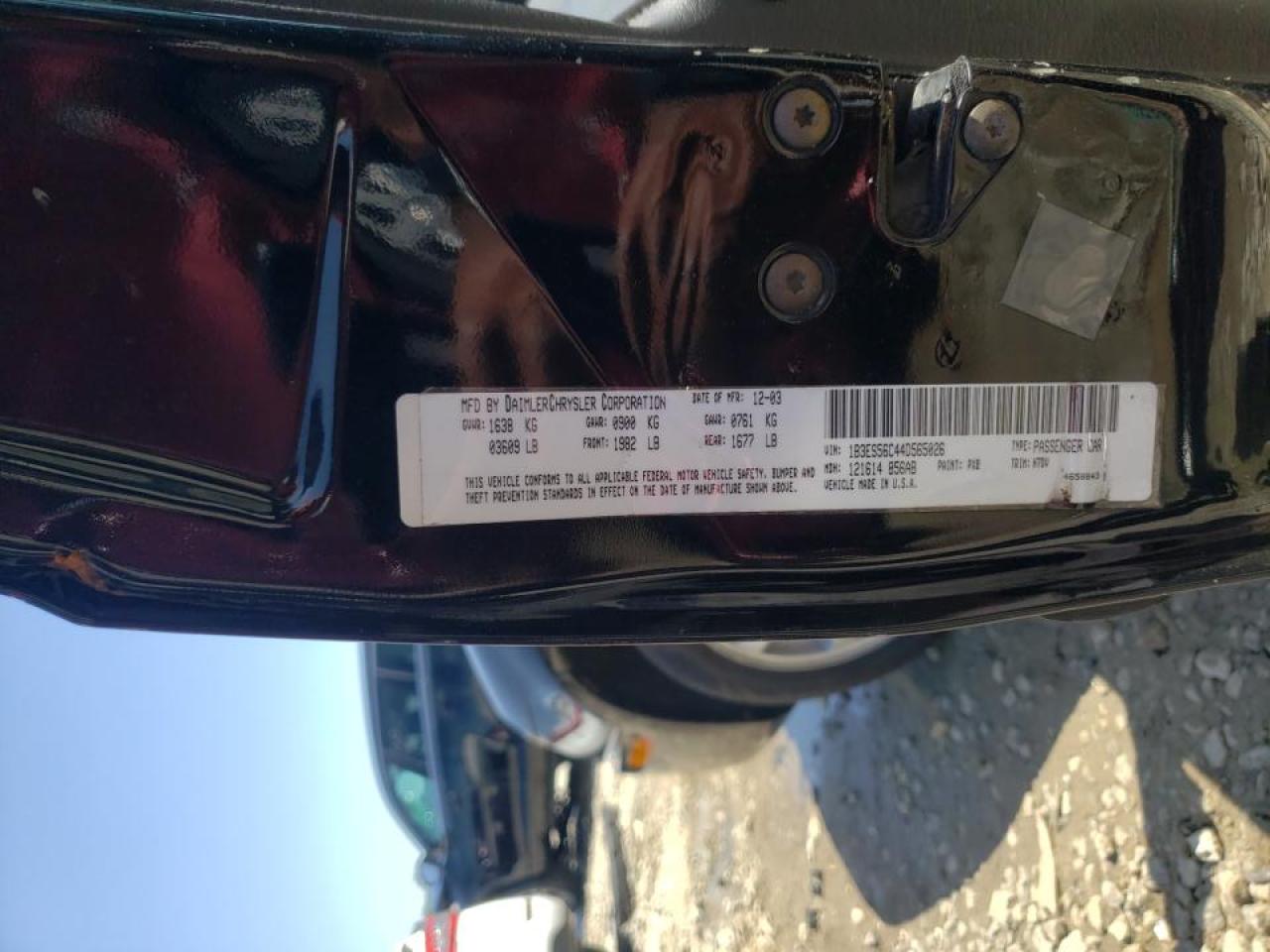 Photo 10 from auction – 2004 DODGE NEON SXT with VIN 1B3ES56C44D565026