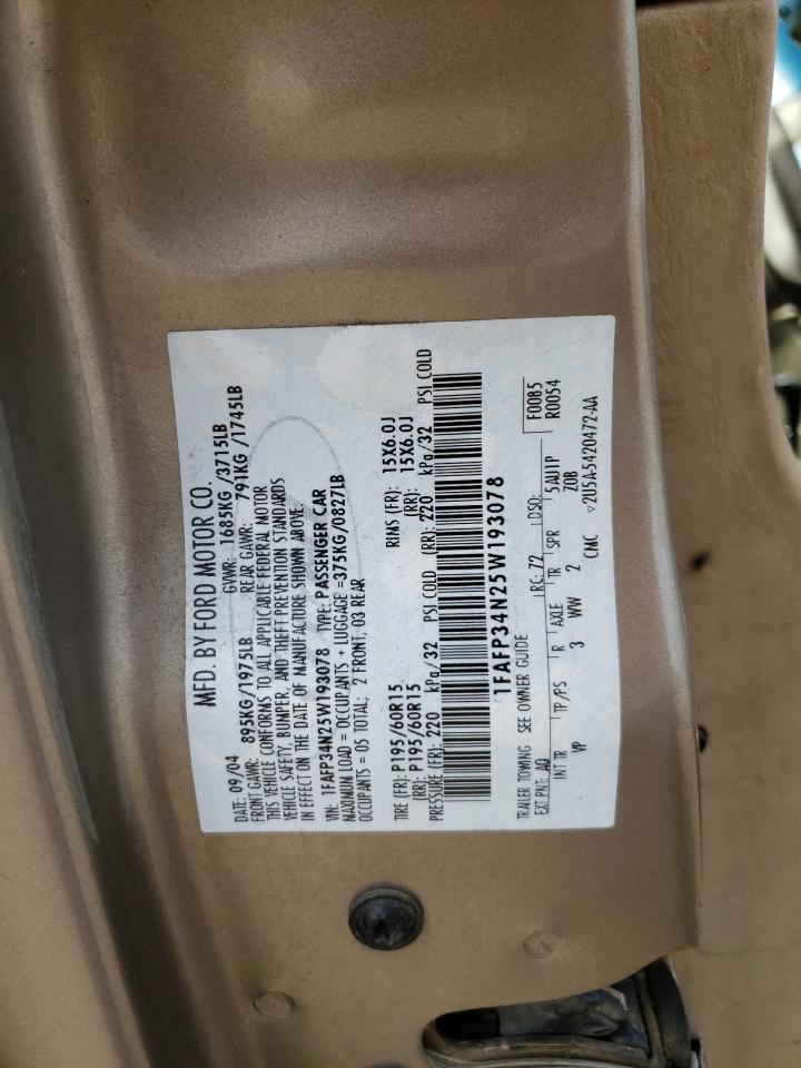 Photo 10 from auction – 2005 FORD FOCUS ZX4 with VIN 1FAFP34N25W193078