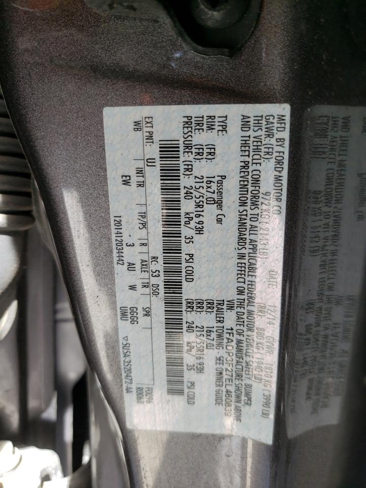 Photo 10 from auction – 2014 FORD FOCUS SE with VIN 1FADP3F27EL460839