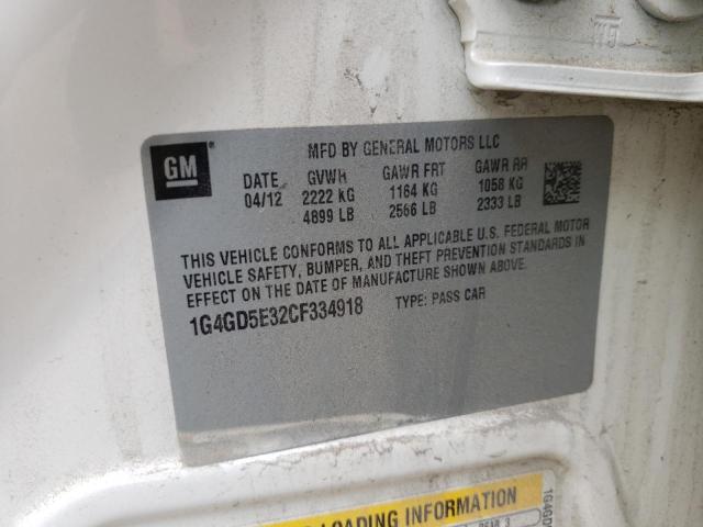 Photo 10 from auction – 2012 BUICK LACROSSE P with VIN 1G4GD5E32CF334918