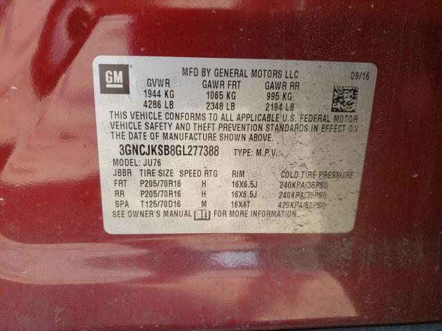 Photo 10 from auction – 2016 CHEVROLET TRAX LS with VIN 3GNCJKSB8GL277388