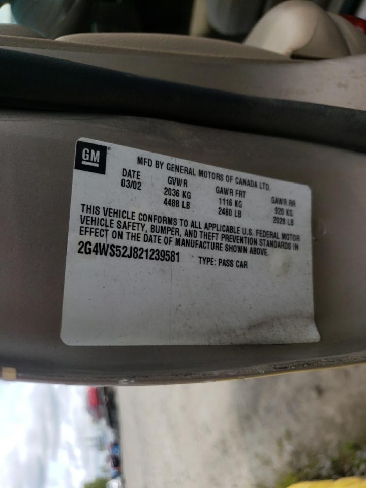 Photo 10 from auction – 2002 BUICK CENTURY with VIN 2G4WS52J821239581