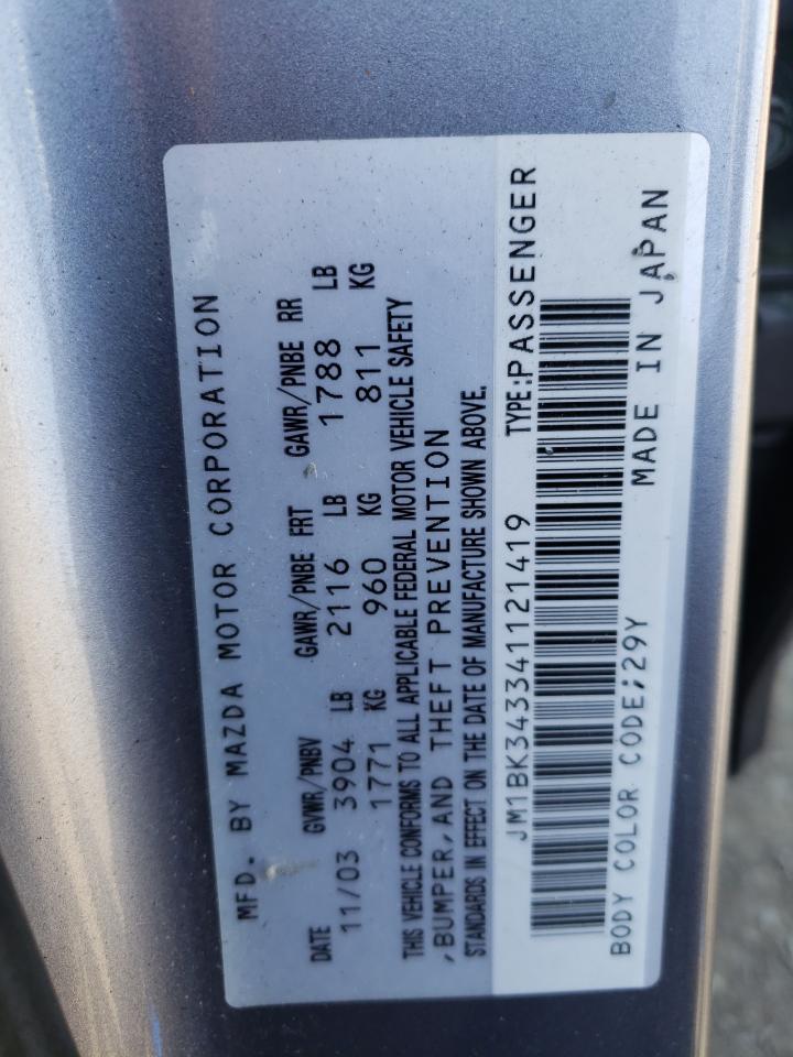 Photo 10 from auction – 2004 MAZDA 3 HATCHBAC with VIN JM1BK343341121419
