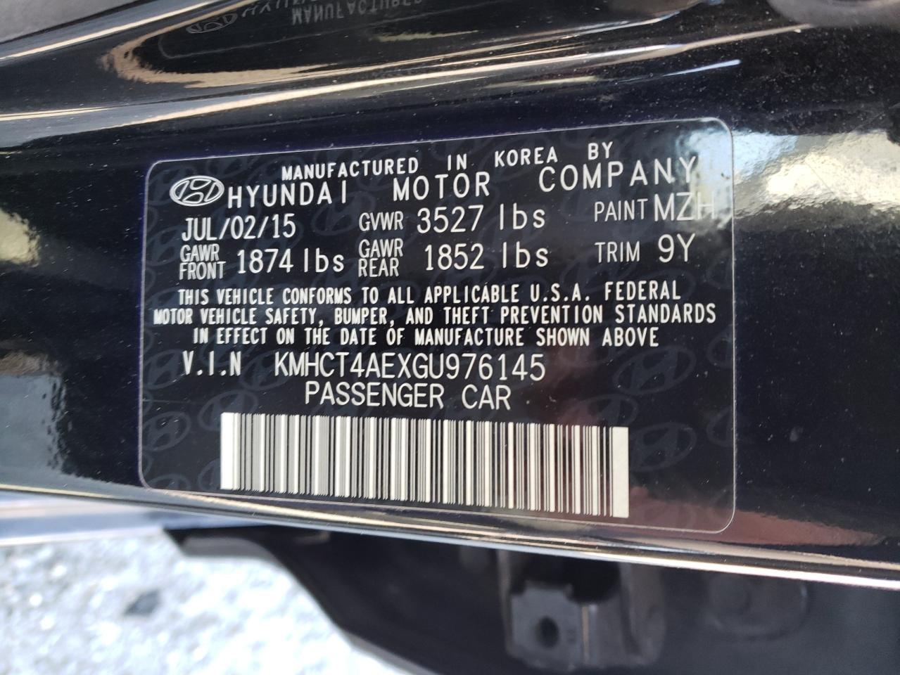Photo 10 from auction – 2016 HYUNDAI ACCENT SE with VIN KMHCT4AEXGU976145