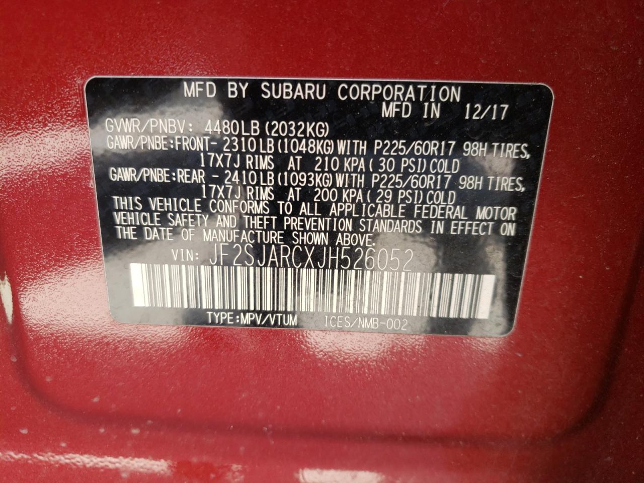 Photo 10 from auction – 2018 SUBARU FORESTER 2 with VIN JF2SJARCXJH526052