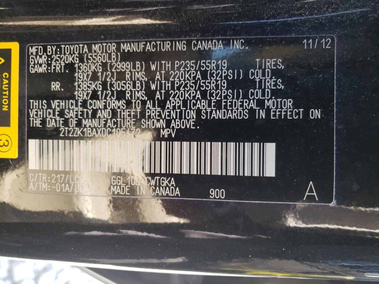 Photo 10 from auction – 2013 LEXUS RX 350 with VIN 2T2ZK1BAXDC105472