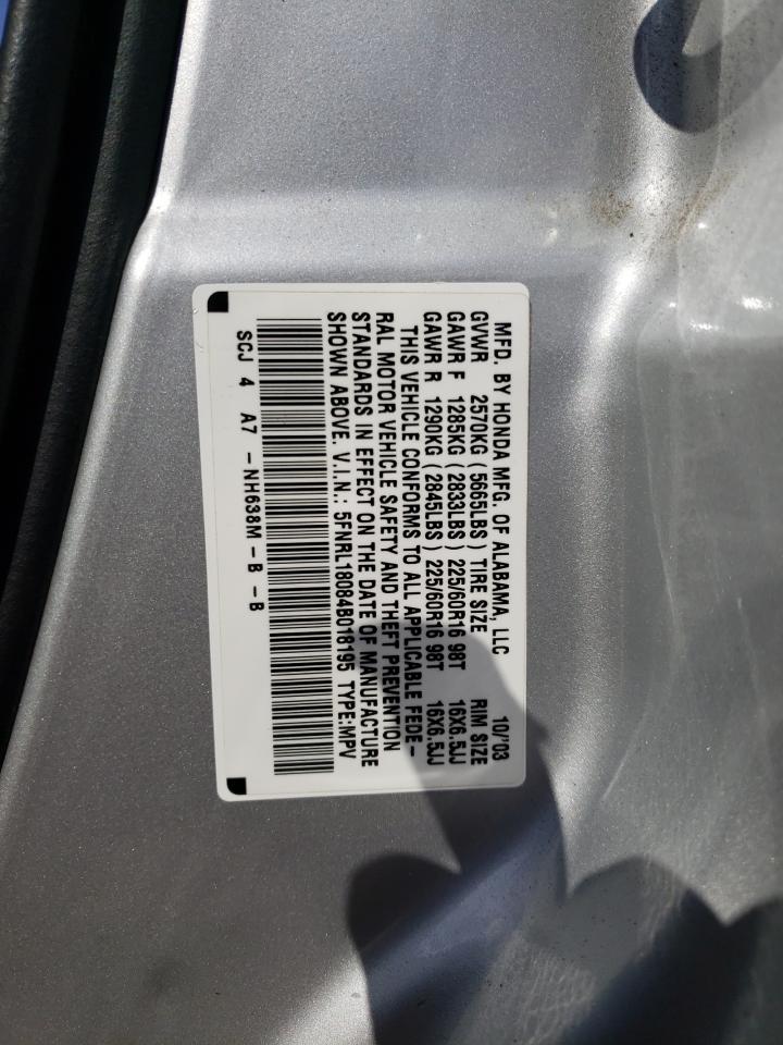 Photo 10 from auction – 2004 HONDA ODYSSEY EX with VIN 5FNRL18084B018195