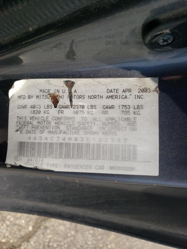 Photo 10 from auction – 2003 MITSUBISHI ECLIPSE GT with VIN 4A3AC74H03E182582