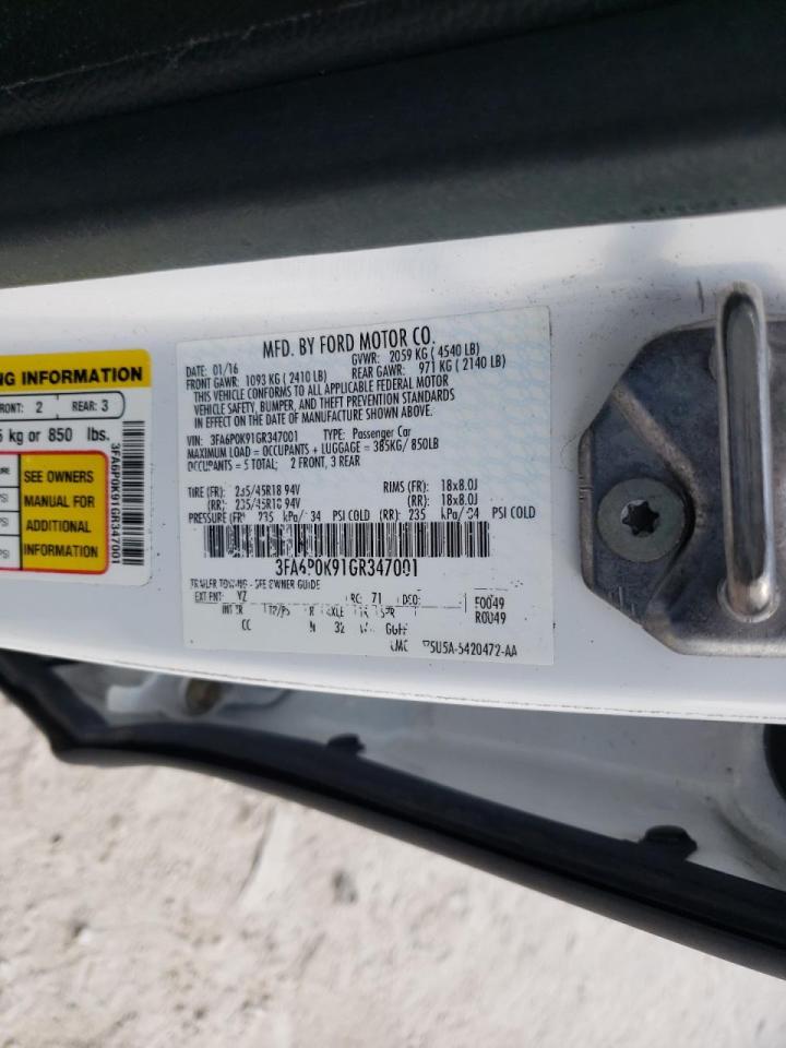 Photo 20 from auction – 2016 FORD FUSION TIT with VIN 3FA6P0K91GR347001
