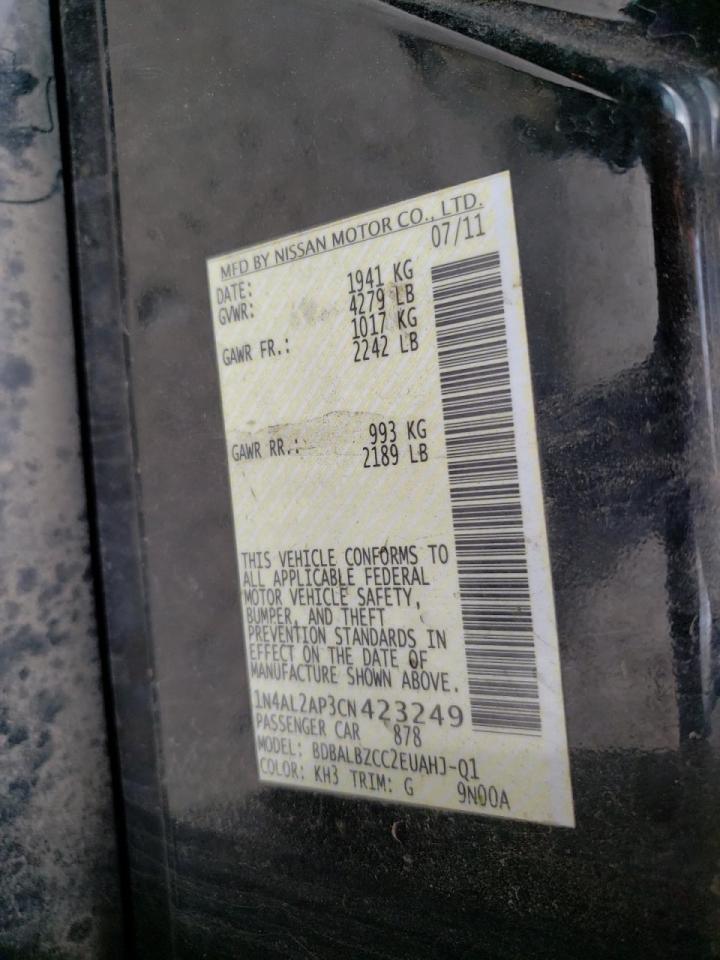 Photo 10 from auction – 2012 NISSAN ALTIMA BAS with VIN 1N4AL2AP3CN423249
