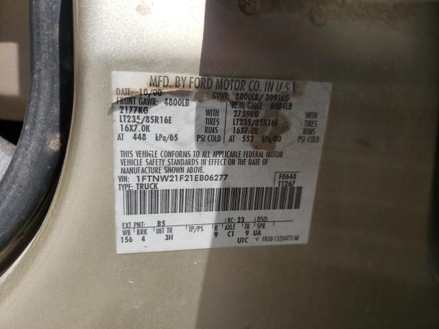 Photo 10 from auction – 2001 FORD F250 with VIN 1FTNW21F21EB06277