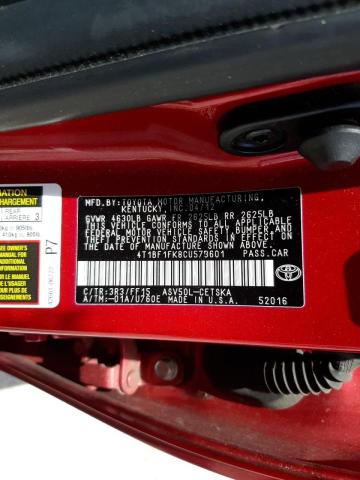 Photo 10 from auction – 2012 TOYOTA CAMRY BASE with VIN 4T1BF1FK8CU573601