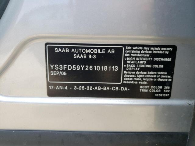 Photo 10 from auction – 2006 SAAB 9-3 with VIN YS3FD59Y261018113