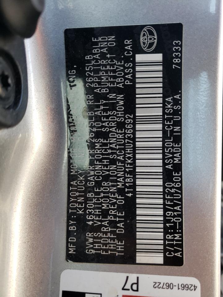 Photo 10 from auction – 2017 TOYOTA CAMRY LE with VIN 4T1BF1FKXHU736692