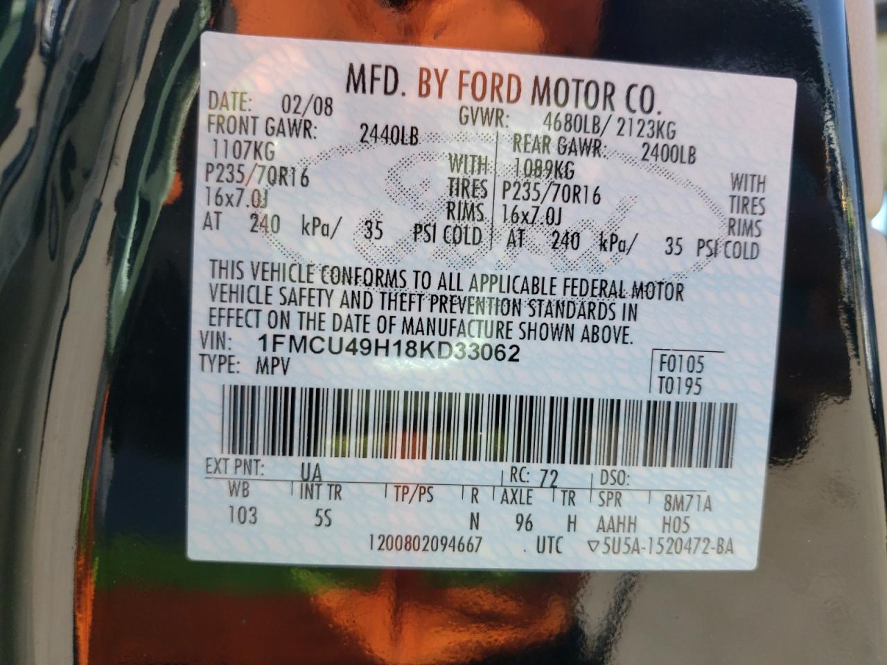 Photo 10 from auction – 2008 FORD ESCAPE HEV with VIN 1FMCU49H18KD33062