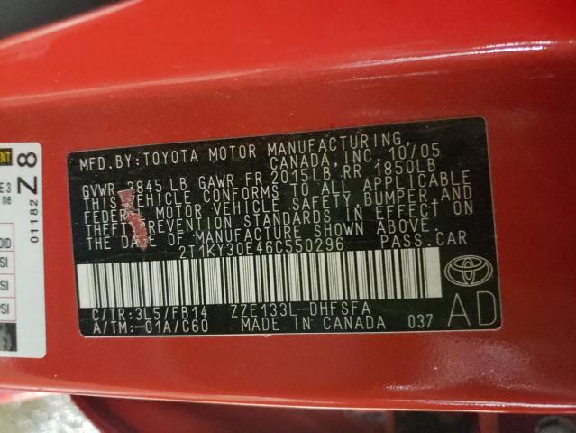 Photo 10 from auction – 2006 TOYOTA COROLLA MA with VIN 2T1KY30E46C550296