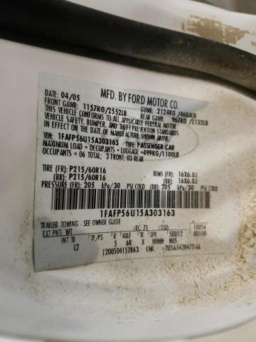 Photo 10 from auction – 2005 FORD TAURUS SEL with VIN 1FAFP56U15A303163