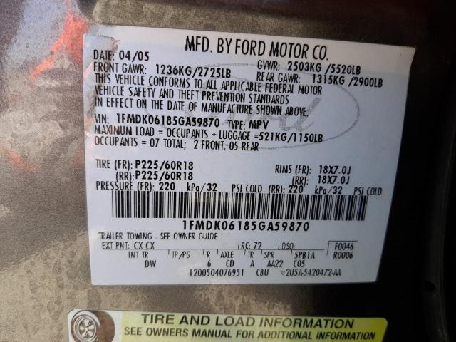 Photo 10 from auction – 2005 FORD FREESTYLE with VIN 1FMDK06185GA59870