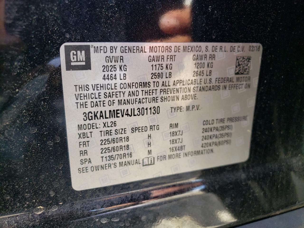 Photo 10 from auction – 2018 GMC TERRAIN SL with VIN 3GKALMEV4JL301130