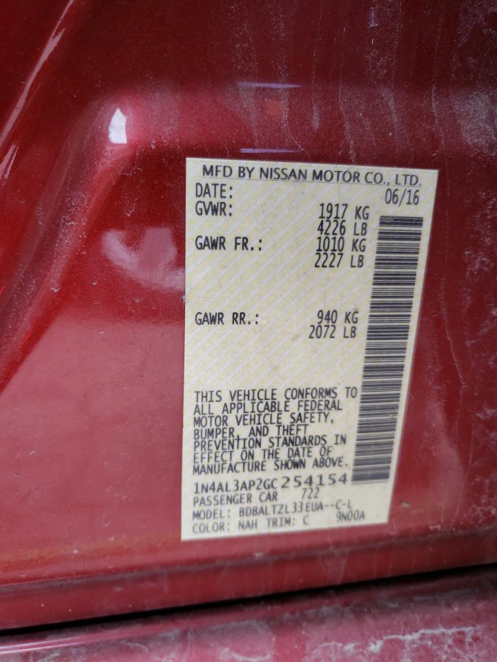 Photo 10 from auction – 2016 NISSAN ALTIMA 2.5 with VIN 1N4AL3AP2GC254154