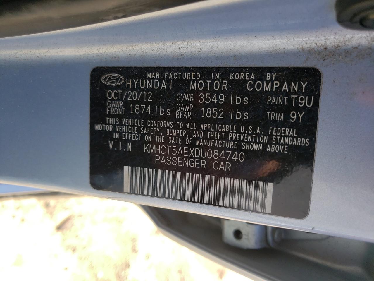 Photo 10 from auction – 2013 HYUNDAI ACCENT GLS with VIN KMHCT5AEXDU084740