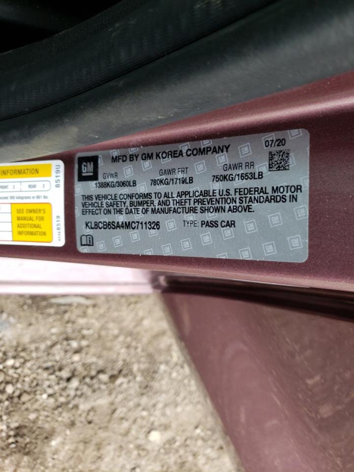 Photo 10 from auction – 2021 CHEVROLET SPARK LS with VIN KL8CB6SA4MC711326
