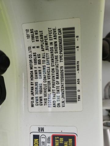 Photo 10 from auction – 2013 HONDA INSIGHT EX with VIN JHMZE2H77DS002679