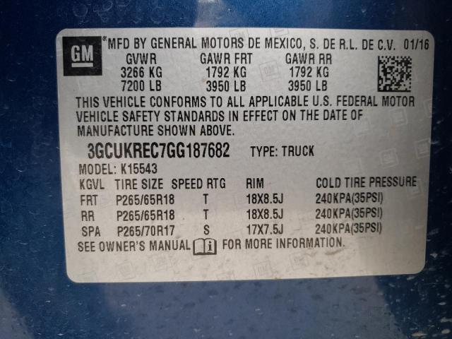Photo 10 from auction – 2016 CHEVROLET SILVERADO with VIN 3GCUKREC7GG187682