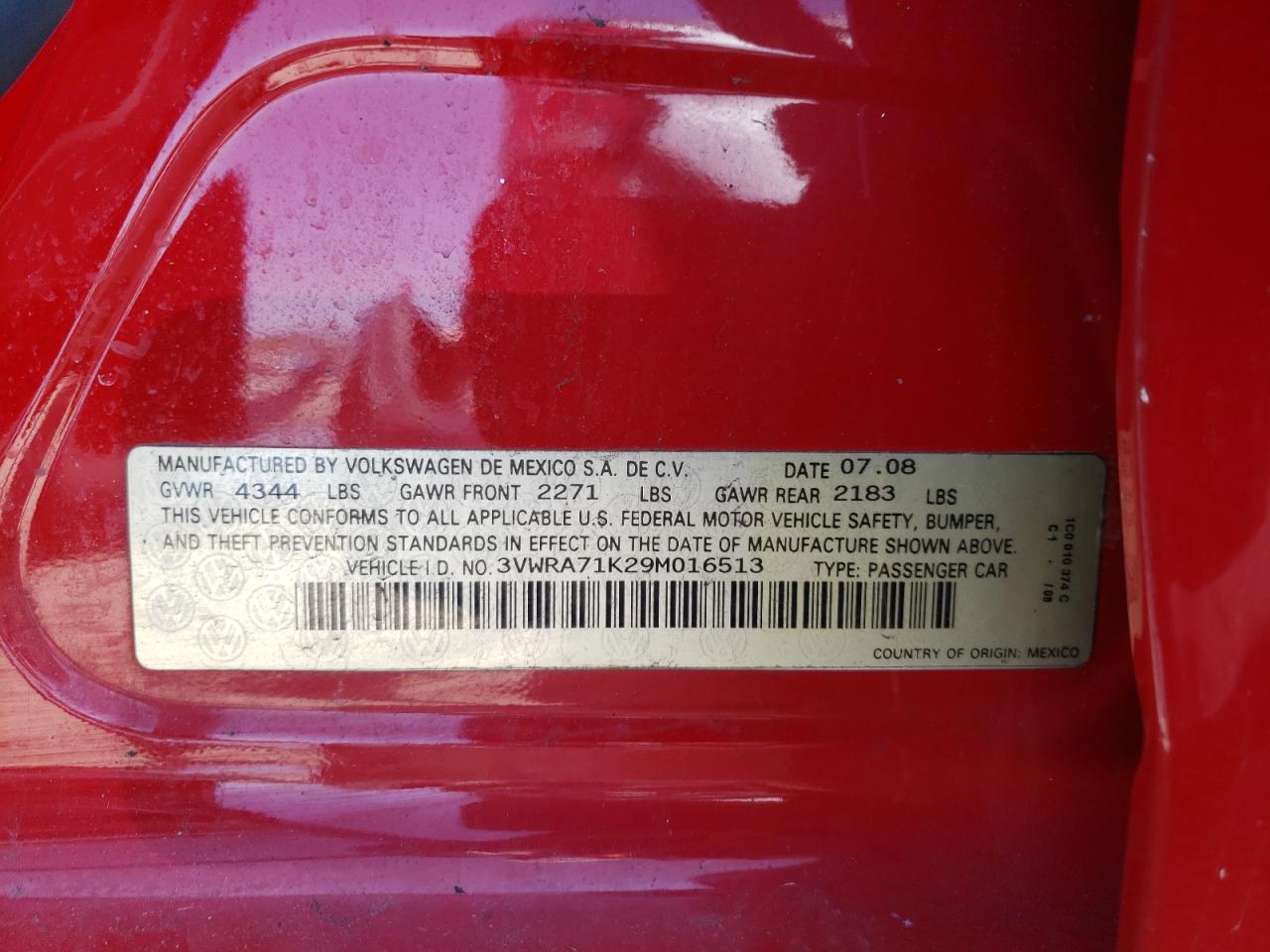Photo 10 from auction – 2009 VOLKSWAGEN JETTA WOLF with VIN 3VWRA71K29M016513