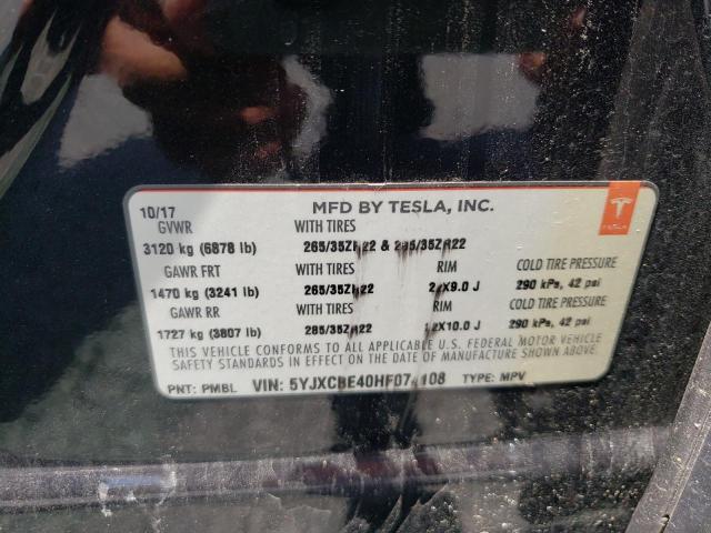 Photo 10 from auction – 2017 TESLA MODEL X with VIN 5YJXCBE40HF074108