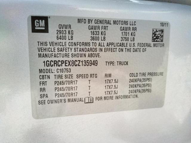 Photo 10 from auction – 2012 CHEVROLET SILVERADO with VIN 1GCRCPEX8CZ135949