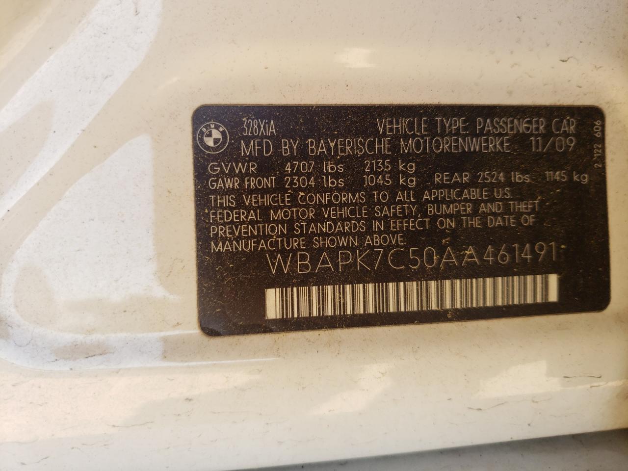 Photo 10 from auction – 2010 BMW 328 XI with VIN WBAPK7C50AA461491