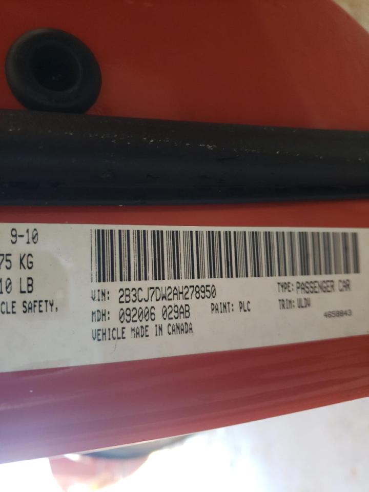 Photo 10 from auction – 2010 DODGE CHALLENGER with VIN 2B3CJ7DW2AH278950