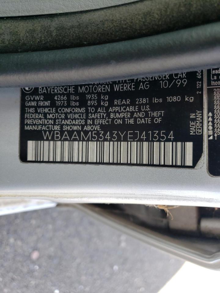 Photo 10 from auction – 2000 BMW 328 I with VIN WBAAM5343YEJ41354