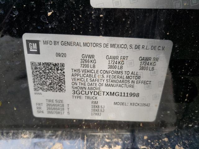 Photo 10 from auction – 2021 CHEVROLET SILVERADO with VIN 3GCUYDETXMG111998