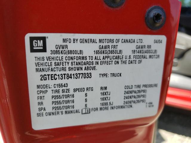 GMC NEW SIERRA 2004 with VIN 2GTEC13T841377033 - Photo from auction