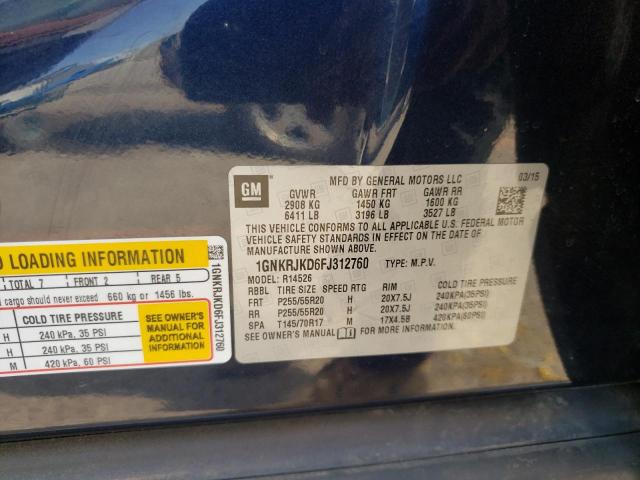 Photo 10 from auction – 2015 CHEVROLET TRAVERSE L with VIN 1GNKRJKD6FJ312760