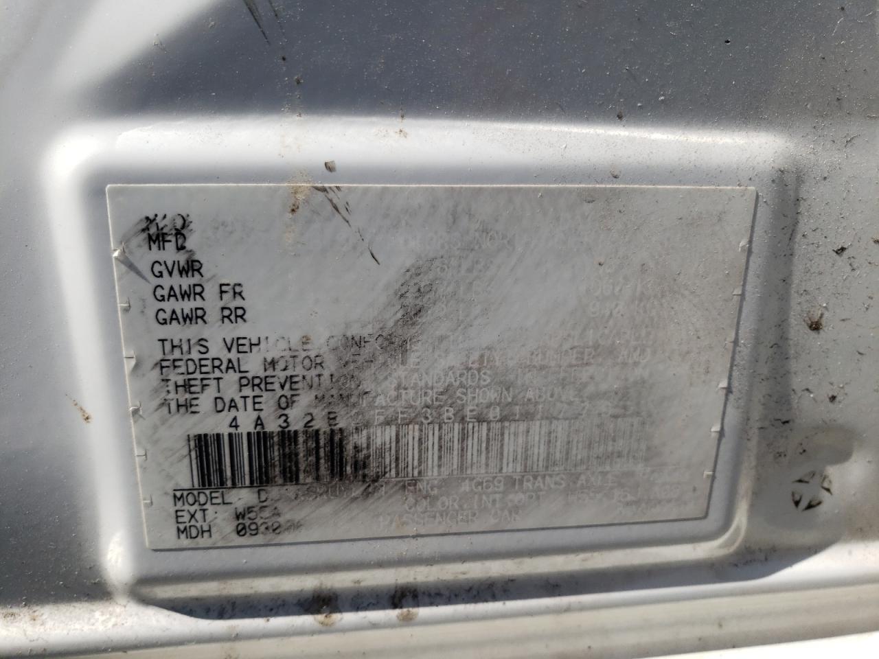 Photo 10 from auction – 2011 MITSUBISHI GALANT FE with VIN 4A32B2FF3BE011779