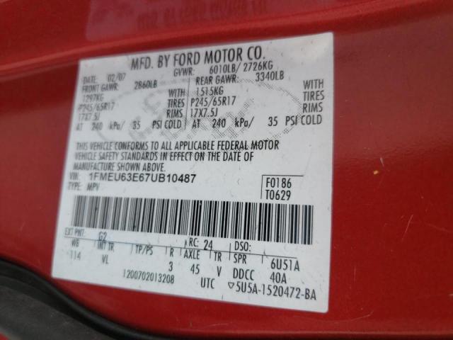Photo 10 from auction – 2007 FORD EXPLORER with VIN 1FMEU63E67UB10487