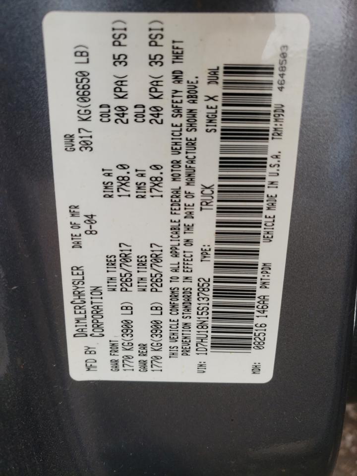 Photo 10 from auction – 2005 DODGE RAM 1500 S with VIN 1D7HU18N15S137852