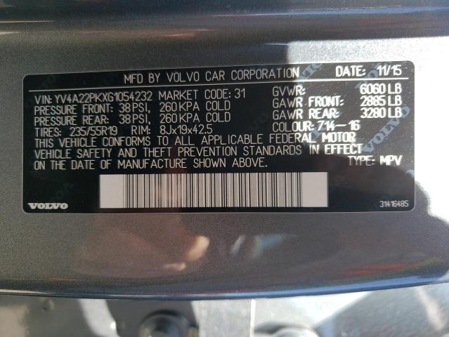 Photo 10 from auction – 2016 VOLVO XC90 T6 with VIN YV4A22PKXG1054232