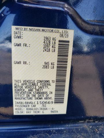 Photo 10 from auction – 2020 NISSAN ALTIMA S with VIN 1N4BL4BV6LC150669