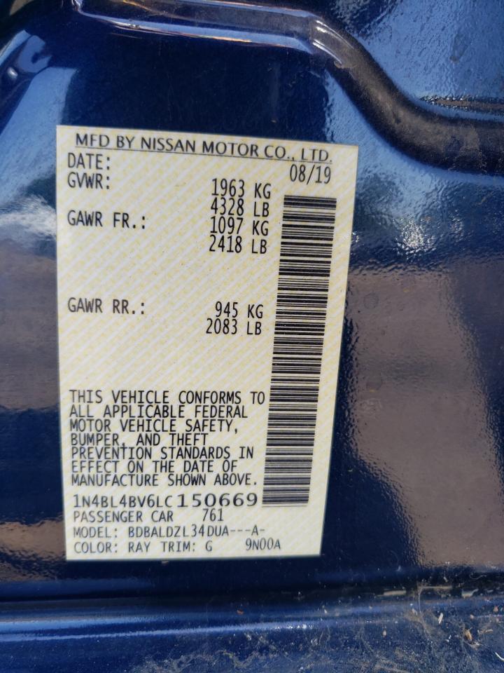 Photo 20 from auction – 2020 NISSAN ALTIMA S with VIN 1N4BL4BV6LC150669