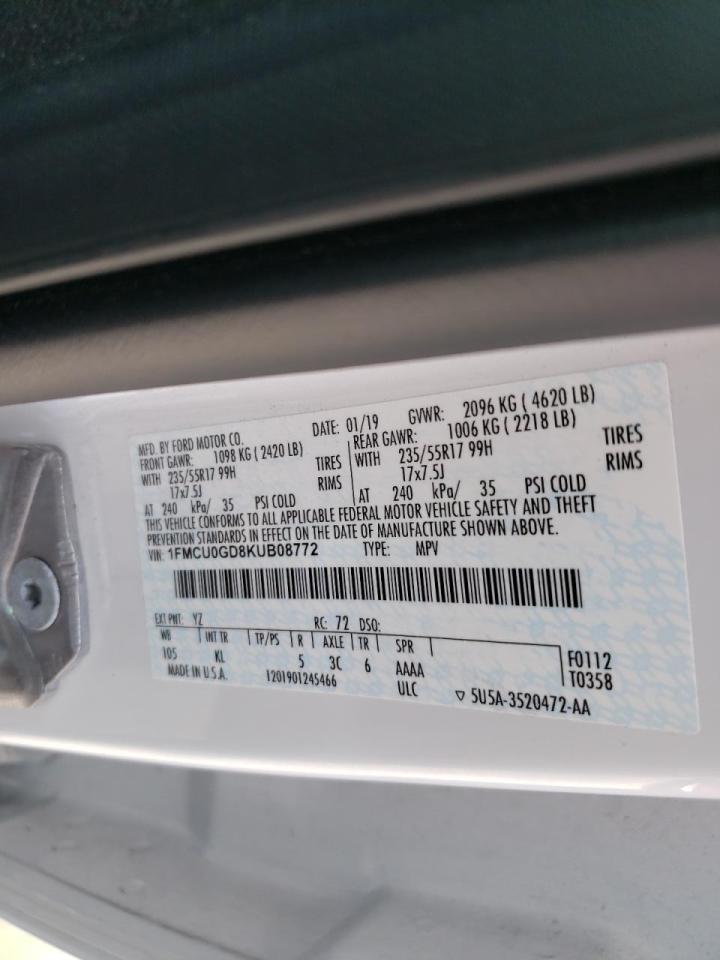 Photo 10 from auction – 2019 FORD ESCAPE SE with VIN 1FMCU0GD8KUB08772