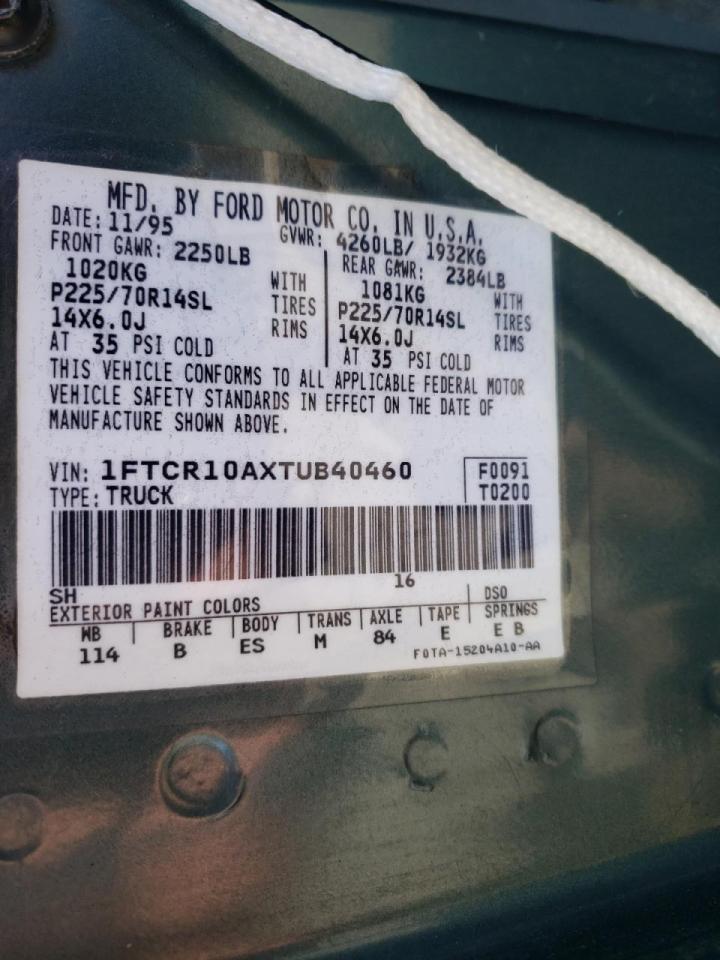 Photo 10 from auction – 1996 FORD RANGER with VIN 1FTCR10AXTUB40460